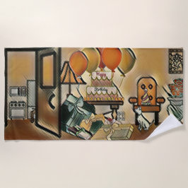 Toalha De Praia Feliz Arte de Aniversário