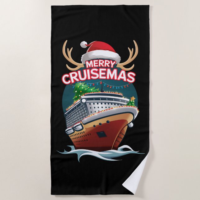 Toalha De Praia Feliz Cruisemas Cruise Ship Family Christmas Funny (Frente)