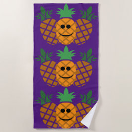 Toalha De Praia Feliz Design de abacaxi - Beach Towel
