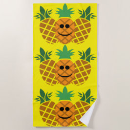Toalha De Praia Feliz Design de abacaxi - Beach Towel