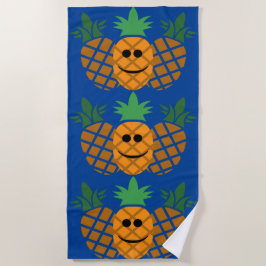 Toalha De Praia Feliz Design de abacaxi - Beach Towel
