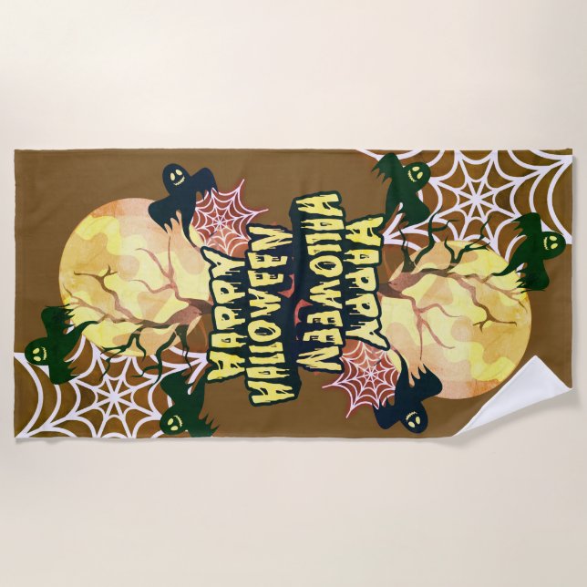 Toalha De Praia Feliz Dia das Bruxas (Frente)