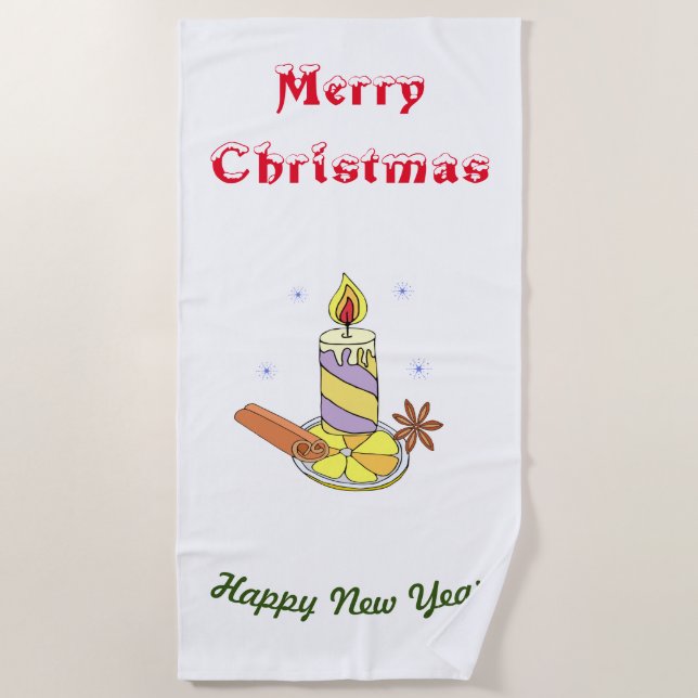 Toalha De Praia Feliz Feliz ano novo de natal (Frente)