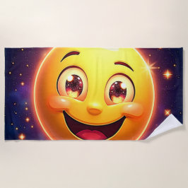 Toalha De Praia Feliz Olhos Cósmicos Emoji