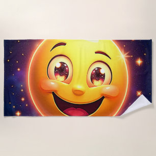 Toalha De Praia Feliz Olhos Cósmicos Emoji