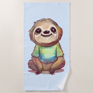 Toalha De Praia Feliz Sloth Vestindo uma saia-cúpula