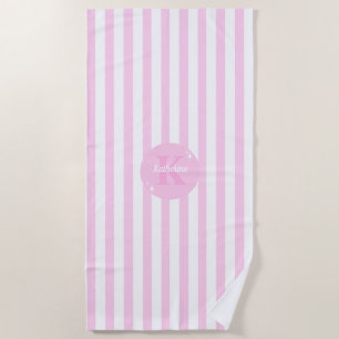 Toalha De Praia Feminina Rosa Moderna, Monogramada, Estimulada