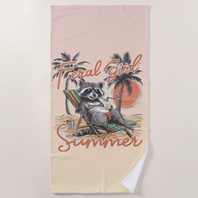 Toalha De Praia Feral Girl Summer Beach Towel  (Frente)