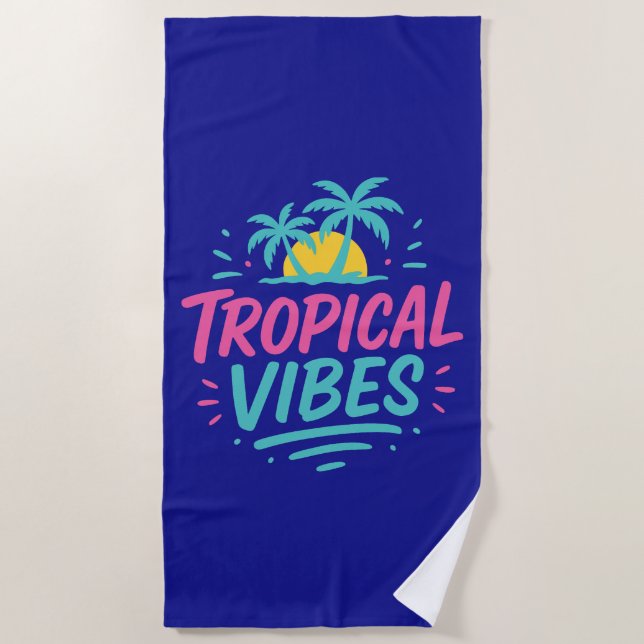 Toalha De Praia Férias de praia em Vibes Tropicais (Frente)
