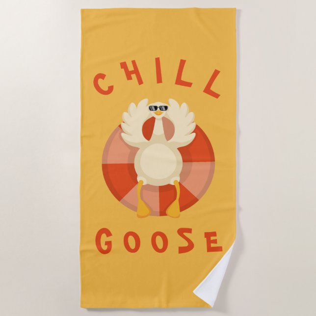 Toalha De Praia Férias de Verão Anel de Natação de Ganso de Praia  (Frente)