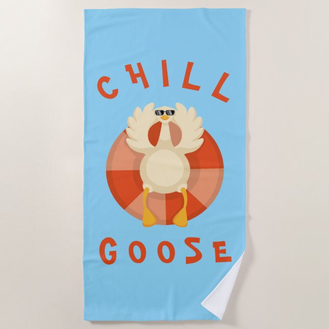 Toalha De Praia Férias de Verão Anel Natação de Ganso de Praia Azu (Frente)