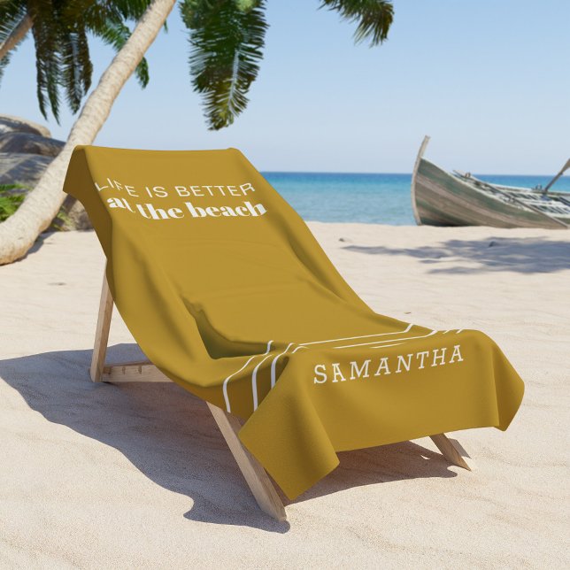 Toalha De Praia Férias de Verão da Família Fresca Dourada (Life is Better Summer Beach Towel)