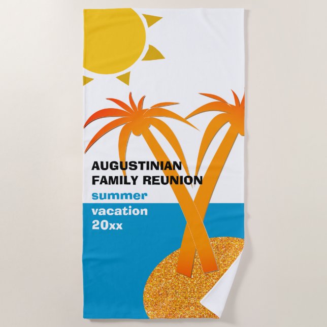 Toalha De Praia Férias de Verão de Reunião Familiar (Frente)