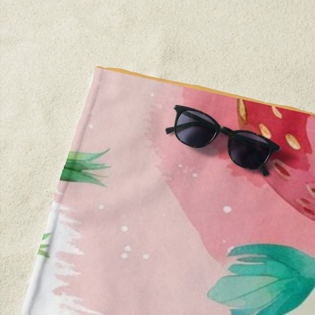 Toalha De Praia Festa de aniversário arco-íris de morangos frescos (In Situ)