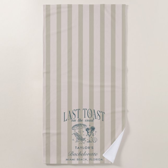 Toalha De Praia Festa de Cocktail de Solteira Costeira Azul Marinh (Frente)