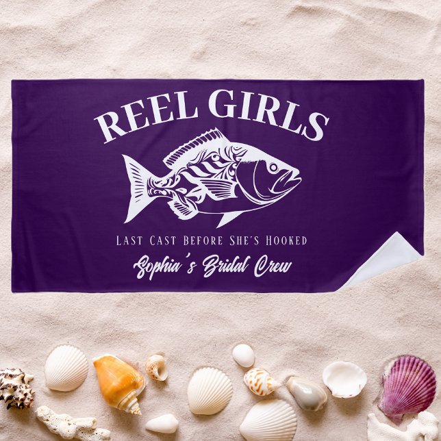 Toalha De Praia Festa de Despedida de Solteira Estilo Pescador Hav (Bachelorette Party Gifts Reel Girls Hawaiian Fisherman Trend Fish Beach Towel Purple)