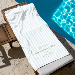 Toalha De Praia Festa de Solteira com Listras Azuis