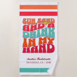 Toalha De Praia Festa de solteira de praia Groovy Sun Beink<br><div class="desc">Faça um salto na sua próxima festa de solteira com esta incrível mercadoria personalizada da festa de solteira de praia. Quer estejas a celebrar uma viagem de praia, férias de raparigas, ou feriado de melhores amigos, esta mercadoria de festa de solteira de praia é a adição perfeita à tua fuga...</div>