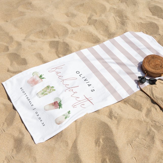Toalha De Praia Festa de solteira Personalizada de Cocktails Tropi (Criador carregado)