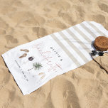 Toalha De Praia Festa de solteira Personalizada De País De Vinho<br><div class="desc">Comece a festa com essas toalhas de praia de vinho da Califórnia, que são bonitas e únicas e personalizadas, que são fáceis de personalizar para a sua festa de solteira, noite ou fim de semana das meninas! O design do estilo Beachy Boho apresenta delicadas ilustrações de aquarela de sandálias, copos...</div>