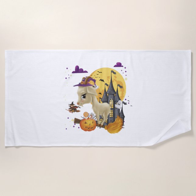 Toalha De Praia Figurino de Halloween da Bruxa de Cabra (Frente)