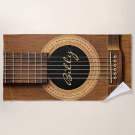 Toalha De Praia Fim de madeira natural da guitarra acústica