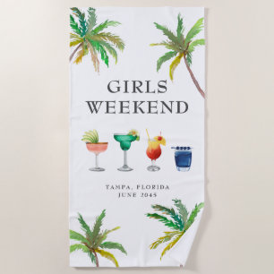 Toalha De Praia Fim de Semana das Meninas Coquetéis Tropicais