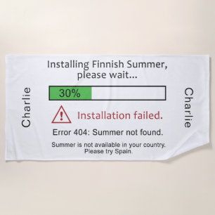 Toalha de praia finlandesa engraçada do verão