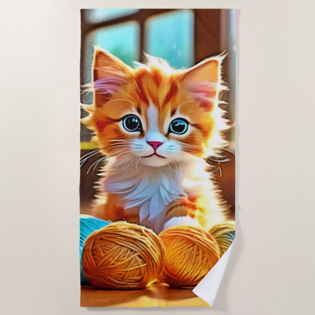 Toalha De Praia Fios de Gatinho Gelado (Frente)