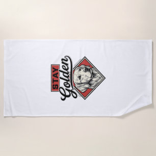 Toalha De Praia Fique Dourado Retriever Vintage Cão Desenho Vetori