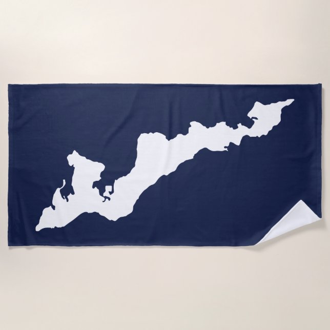 Toalha De Praia Fishers Island Beach Towel - Branco/Azul (Frente)