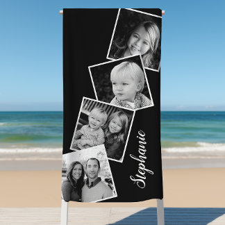 Toalha De Praia Fita de filme personalizada de colagem de 4 fotos 