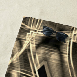 Toalha De Praia Fitas encurraladas de bege, contrastadas por linha