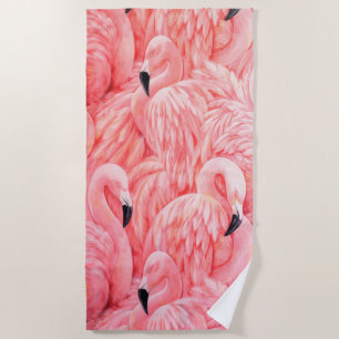 Toalha De Praia Flamboyance de Flamingos Rosa