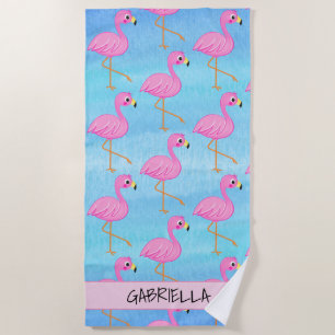Toalha De Praia Flamingo cor-de-rosa alto ereto personalizado