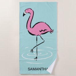Toalha De Praia Flamingo cor-de-rosa personalizado