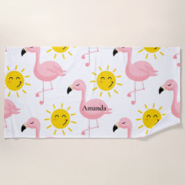 Toalha De Praia Flamingo Ensolarado Personalizado Despedida de Sol