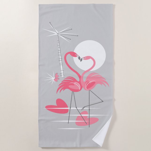 Toalha De Praia Flamingo Love Torre (Frente)