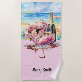 Toalha De Praia Flamingo na praia