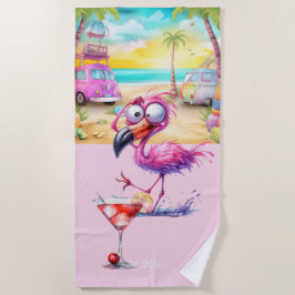Toalha De Praia Flamingo na praia