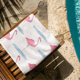 Toalha De Praia Flamingo Rosa Aquarela