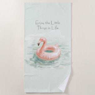 Toalha De Praia Flamingo Rosa na Piscina Aproveite as Pequenas Coi