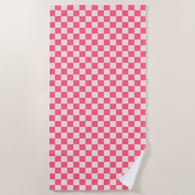 Toalha De Praia Flamingo sorbet checkerboard pattern (Frente)