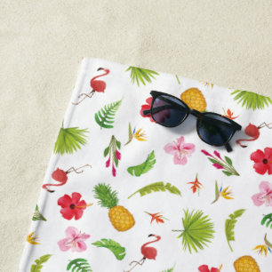 Toalha De Praia Flamingo Tropicais Personalizado Costa Marítima