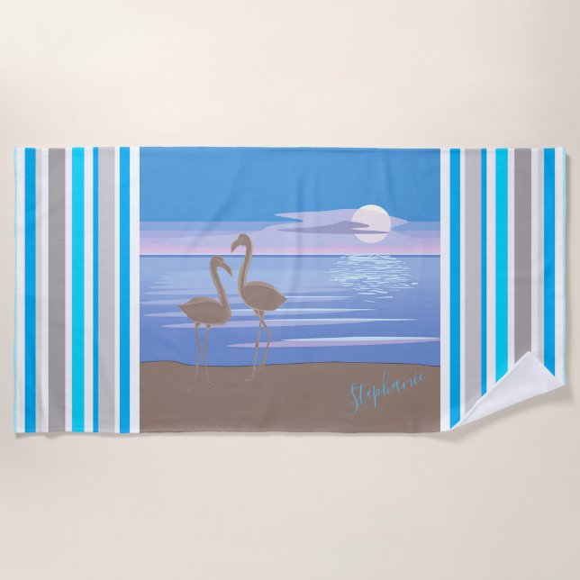 Toalha De Praia Flamingos (Frente)