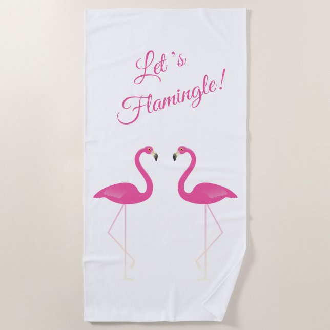 Toalha De Praia Flamingos cor-de-rosa, Vamos Flamingle Beach Towel (Frente)