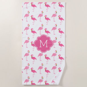 Toalha De Praia Flamingos De Diversão Monogramados