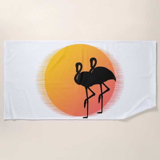 Toalha De Praia Flamingos Rosa (Frente)