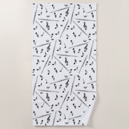 Toalha De Praia Flaute Music Note Pattern Beach Towel