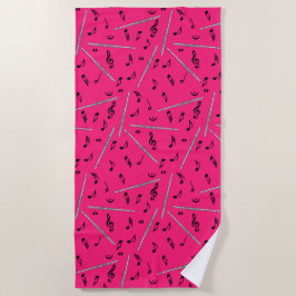 Toalha De Praia Flaute Music Note Pattern Beach Towel